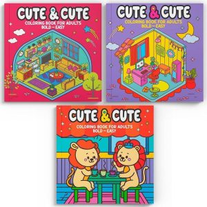 Coleção Cute & Cute - Coloring Book For Adults Especial - Kit Com 3 Livros de Colorir